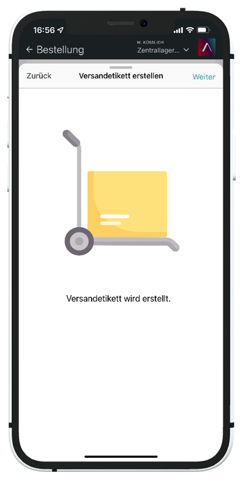 Versandetikett Neu